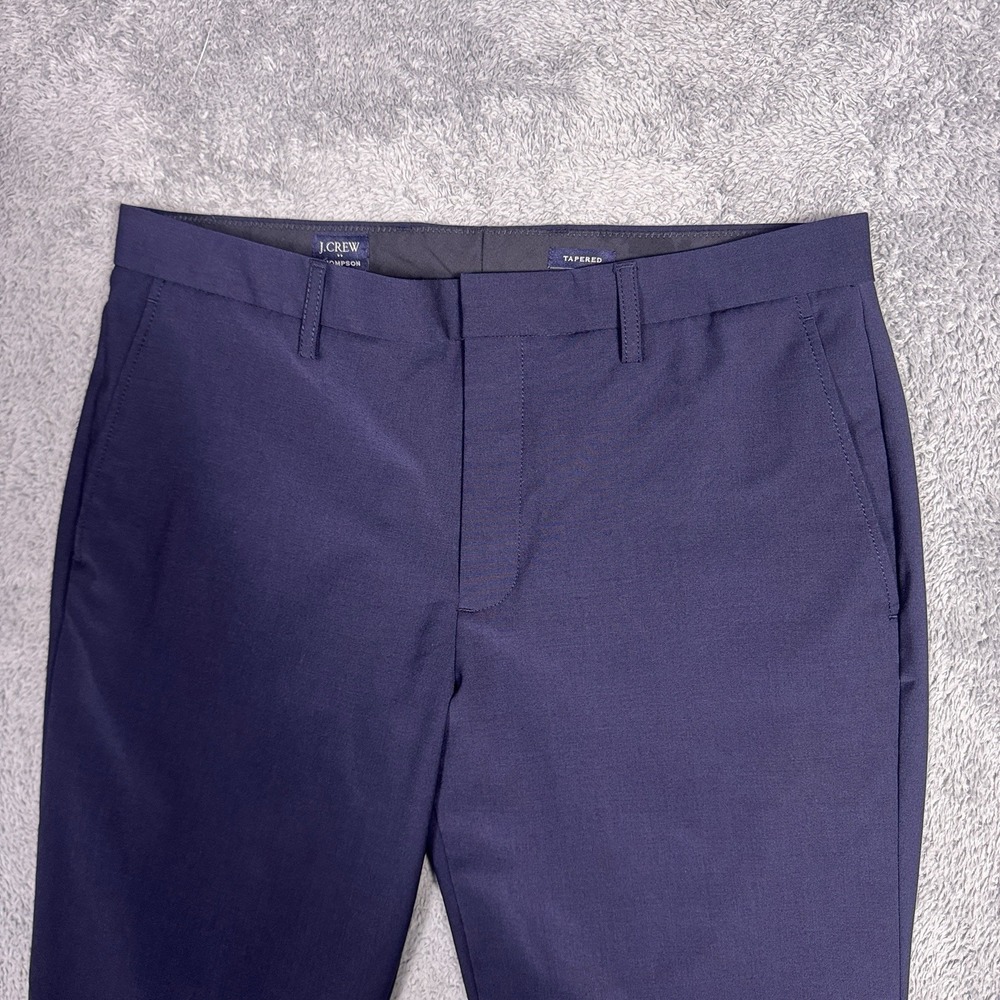 J.Crew Thompson Tapered Dress Pants Mens 32x30 Navy Blue Wool Stretch Chino - Picture 3 of 14